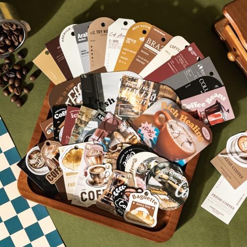 Alideco 120pcs Scrapbook Stickers Vintage Coffee Shop Scrapbooking Junk Journal Crafts Embelishment Decoration Stickers (kaiyijiakafeidian) - Image 4