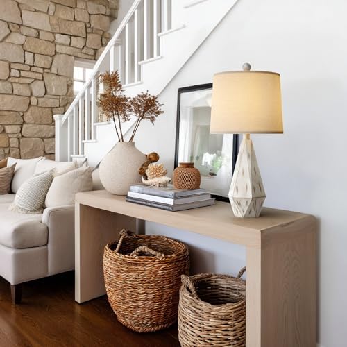PoKat 23'' Farmhouse Table Lamps Set of 2, Beige Rustic Lamps for Living Bedroom Night Stands, Bedside Nightstands Living Room Table Lamps for End Side Table, Beige and White - Image 6