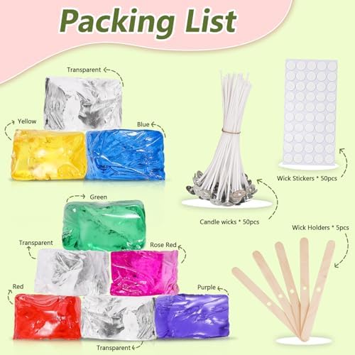Pachsi 7 Colors Jelly Gel Wax for DIY Candle Making – 9pcs Non-Toxic Scented Gel Wax Kit, Slow Burning Crystal for Handmade Candles, Home Decor, Crafts & Gifts-2LB - Image 2