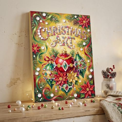 DIY Pearl Painting with Frame Christmas Creative Design, Handmade Healing Home Wall Decoration, 11.81X15.75in (Tools Included)-Decorations - Image 4
