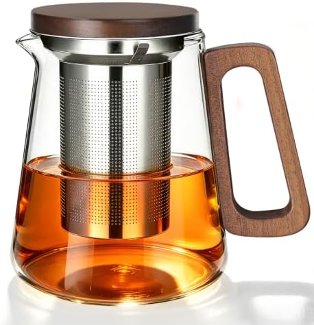 27oz/800ml Glass Teapot with Stainless Steel Removable Infuser by BONNACC