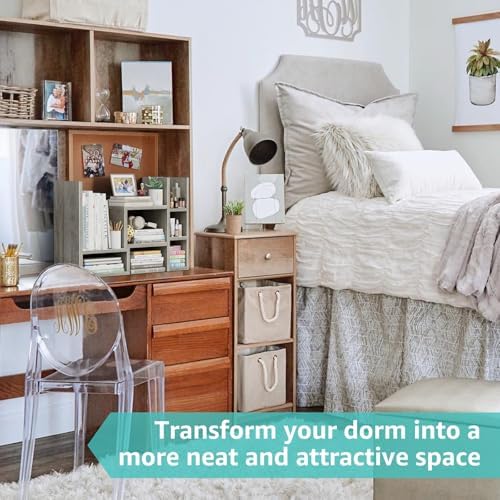 NUTIKAS Desk Shelves Desktop Organizer Shlef - Grey Office Organization for Top of Desk Organizers and Accessories Corner Bookshelf Table Top Shelving Small Hutch Decorations for Office - Image 3