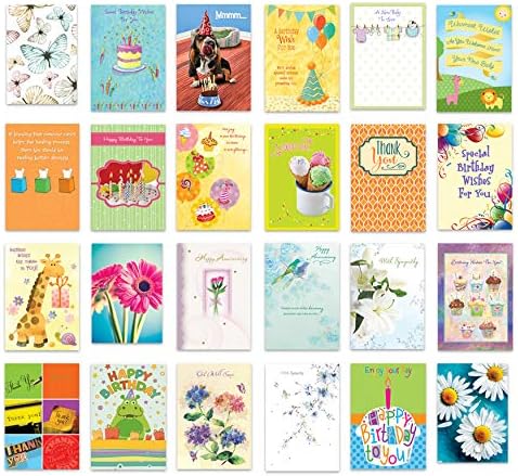 Designer Greetings All Occasion Greeting Card Assortment (24 Cards with Envelopes in a Keepsake, Floral Organizer Box) – Birthday, Thank You, New Baby, Anniversary, Sympathy, Get Well, Blank