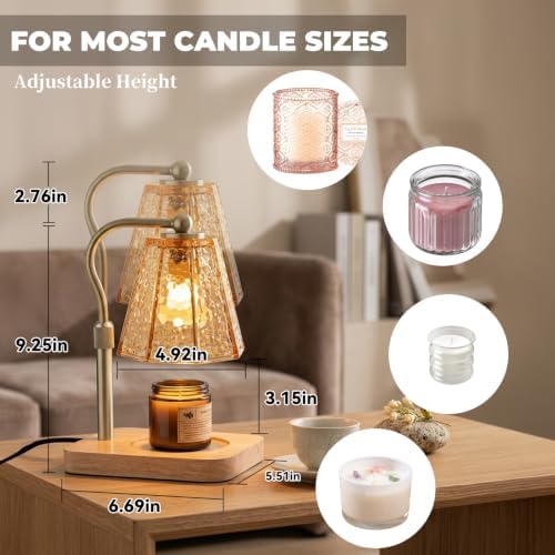 LALISU Candle Warmer Lamp with Timer, Glass Candle Warmer Height Adjustable - Image 6
