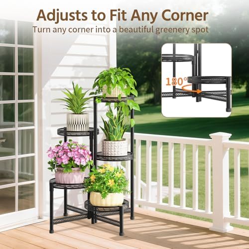 LASZOLA Plant Stand Indoor Outdoor Tall with 10 Inch Larger Tray, Black - Image 3