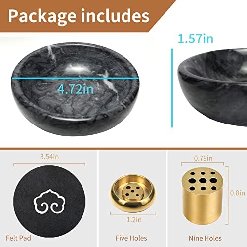 Vrupin Natural Marble Incense Burner, Handmade Incense Stick Incense Burner Reflux Burner, Ideal for use in Meditation, Incense Smokers and Decoration. (Black) - Image 2