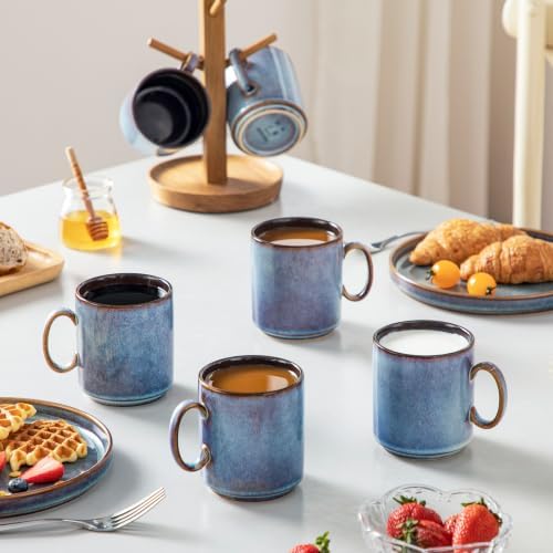 vancasso ONION Ceramic Coffee Mugs Set of 6, 12 Oz Coffee Cups for Latte, Cappuccino, Tea & Hot Cocoa, Artisan Modern Style for Coffee Bar, Home & Kitchen, Microwave & Dishwasher Safe, Deep Blue Gray - Image 6