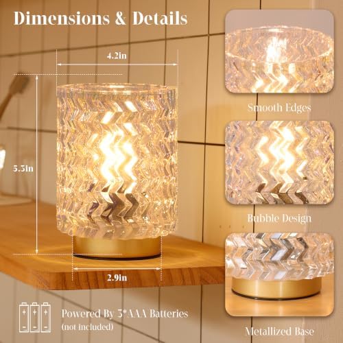 ULAROOM Battery Operated Table Lamp,Cordless Accent Mini Lamp,1 Pack Clear - Image 5