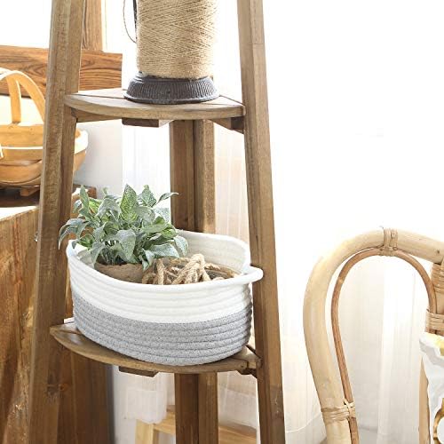 Sea Team 2-Pack Compact Woven Cotton Rope Storage Baskets, Gray - Image 4