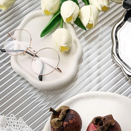 Ceramic Jewelry Tray, Ceramic Jewelry Cloud Plate Decorative Tray Trinket Dish Cute Room Decor for Rings Earrings Necklace Organizer (White Oval) - Image 3