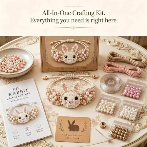 RYCHEENI DIY Beaded Bracelet Kit for Adults, Beginner Jewelry Making Craft Set with Instruction Guide, 3D Animal Beadwork Project, Complete Supplies for Women and Craft Lovers (Rabbit) - Image 2