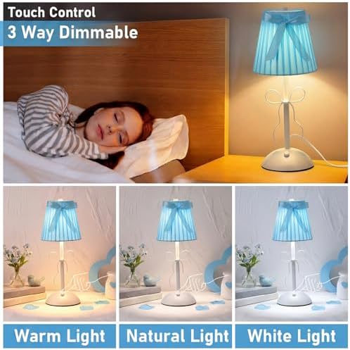 Chunful Blue Bow Lamp USB Desk Fabric Decor for Bedroom - Image 3