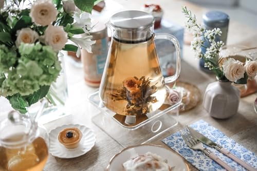 Teabloom One-Touch Tea Maker, 2-in-1 Teapot and Kettle with Stainless Steel Filter Lid for Loose Tea – Stain-free Borosilicate Glass Teapot (56 Oz) – Tea Connoisseur's Choice - Image 4