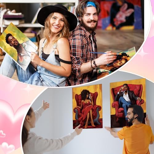 Zhanmai 72 Pcs 12 Sets Sip and Paint Kit Pre Drawn Canvas for Painting 8" x 10" Paint Party Canvas Painting Pre Printed Canvases for Party Favor DIY Virtual Adult's Date Night(Fashionable Couple) - Image 5