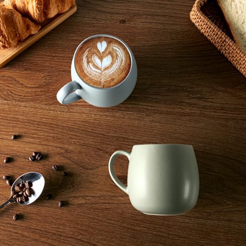 Ava Nord Ceramic Coffee Mugs Set of 6, 14oz - Modern Scandinavian Aesthetic Cup- Microwavable Stoneware Coffee Cups with Comfortable Handle - Tea Mug Set for Latte, Cappuccino, Soup - Soft Sage Green - Image 5