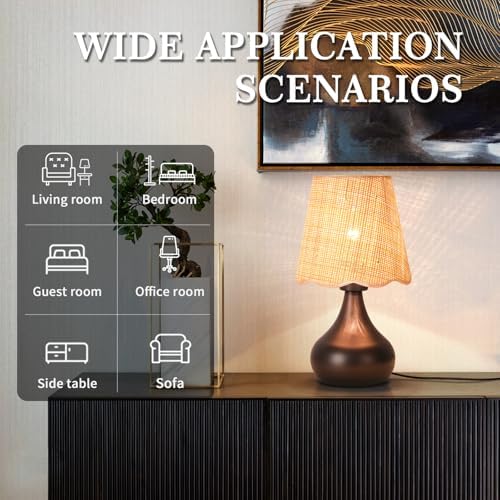 Ziqqeelam Oil Rubbed Bronze Small Table Lamp for Bedside, Farmhouse Bedroom Lamps for Nightstand, Vintage Small Table Lamps for Small Spaces for Bedroom, Kitchen Counter, End of Table, Office - Image 3