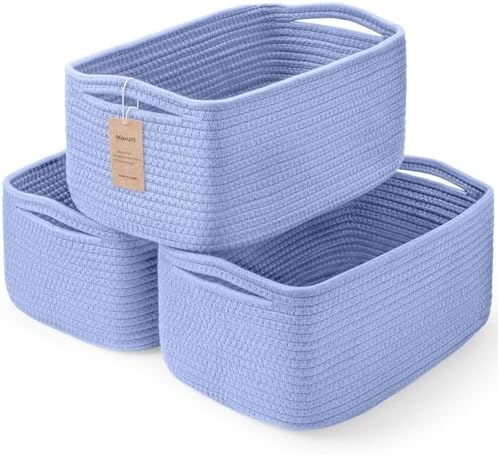 3 Pack Small Storage Baskets for Organizing, 11.8×7.8×5.1", Sky Blue by MaxuniTechLife