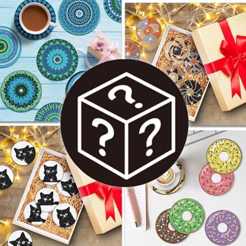 Demonwer 200 Styles Diamond Coasters Blind Box with Holder DIY Diamond Art Coaster Coaster Blind Box for Adults Diamond Kits Supplies for Christmas Holiday Gift - Image 5