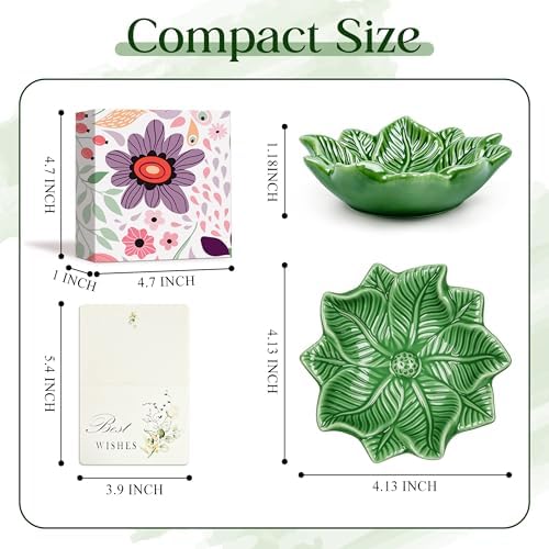 Green Leaf Jewelry Dish Ceramic Trinket Tray Birthday Gift for Women - Image 3