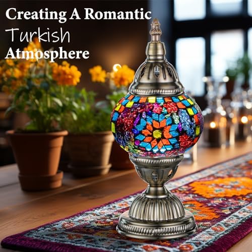 Marrakech Turkish Mosaic Lamp Stained Glass Table Lamp with Tiffany Style - Image 2