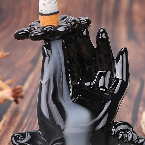 Buddha Hand Backflow Incense Burner, Waterfall Incense Burner, Ceramic Incense Fountain Buddha Incense Holder, Incense Cone Burner for Yoga Meditation and Home Decor - Image 5