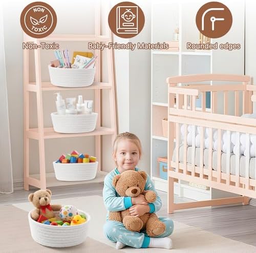 Yinkin 12 Pack Small Storage Basket Cute Natural Cotton Rope Woven Basket Tiny Boho Decorative Toy Storage Bin Gift Baskets for Home Organizing, Closet, Shelf, Nursery, Bathroom(Round,Beige) - Image 5