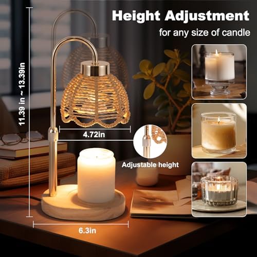 Candle Warmer Lamp, Stepless Dimming & Timer, Bohemian Style Wax Melting Device, Suitable for Home, Desk Decor, Bedroom, Mother's Day, Valentine, Birthday Gifts for Women (Gold) - Image 3