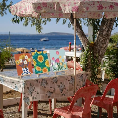 AmazingSpark 12 Set Sip and Paint Kit for Adults Pre Drawn Canvas,Flowers - Image 6