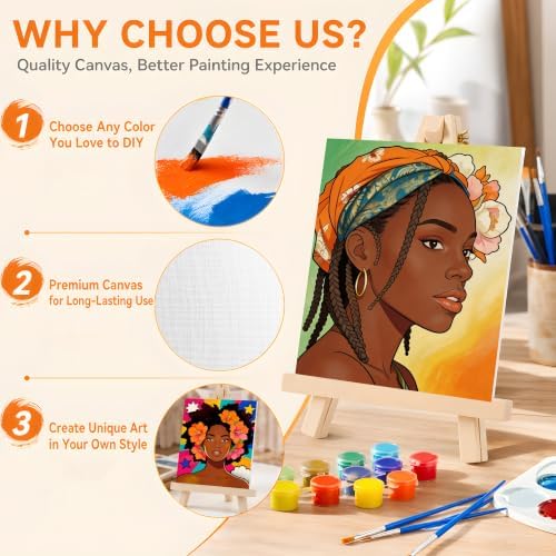 81 Pcs 8-Guest Pre Drawn Canvas Painting Kit, Black Women - Image 3