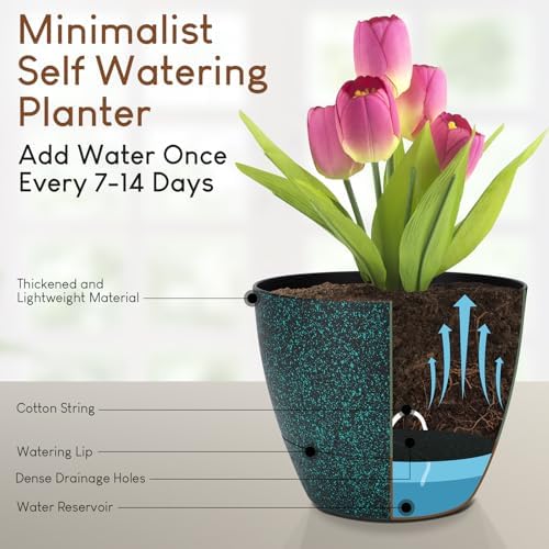 YNNICO Self Watering Plant Pots 10/9/8/7.5/7 inch for Indoor Plants - Image 4