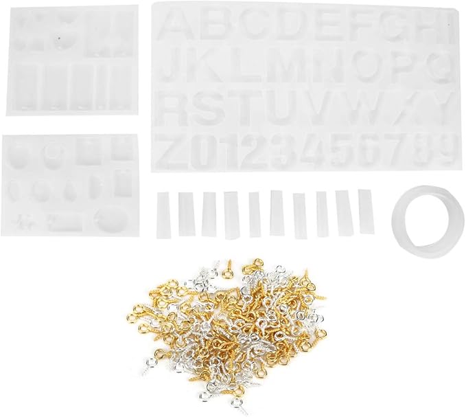 SparkFeng 214Pcs Silicone Casting Set, DIY Jewelry Mould Kit for Earrings Pendants Necklaces Bracelets, Soft Durable Silicone with Smooth Surface, Complete Accessories for Resin