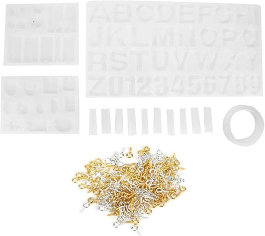SparkFeng 214Pcs Silicone Casting Set, DIY Jewelry Mould Kit for Earrings Pendants Necklaces Bracelets, Soft Durable Silicone with Smooth Surface, Complete Accessories for Resin