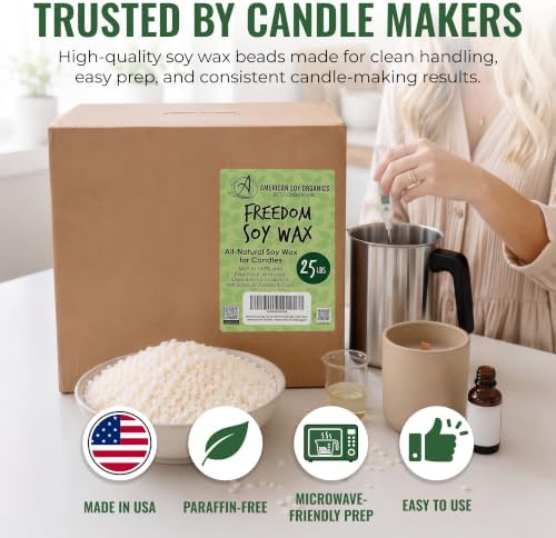 American Soy Organics Freedom Soy Wax Beads, All-Natural Candle Wax, 25 lbs - Image 6