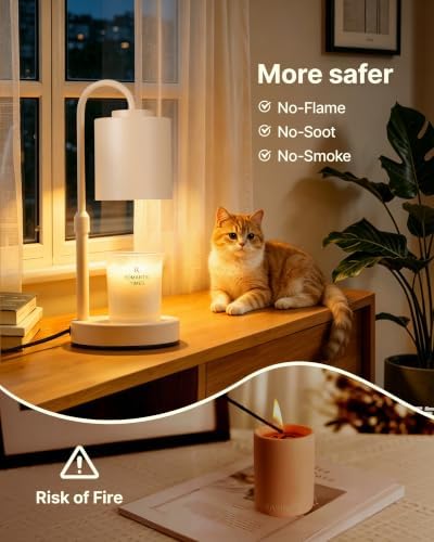 CASTLELIFE Dimmable Candle Warmer Lamp with Timer, Height Adjustable Candle Warmer for Jar Candles, Electric Wax Melt Warmer for Home Decor House Warming Gifts, Birthday Gifts for Women, Apricot - Image 4