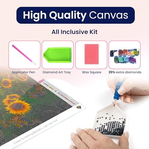 Sunflower Diamond Art Kits for Adults Sunset Landscape 5D Round Drill 12x16 - Image 5