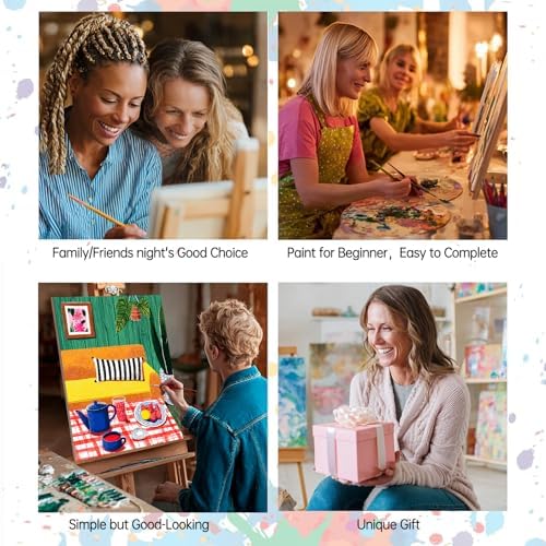 Tucocoo 6 Pack Cozy Scenery Paint by Numbers Kits for Adults 8x12 inch Room Porch Bookstore Bike Flowers Scence Painting Easy Acrylic Paint by Number DIY Oil Acrylic Pigment Drawing Paintwork - Image 6