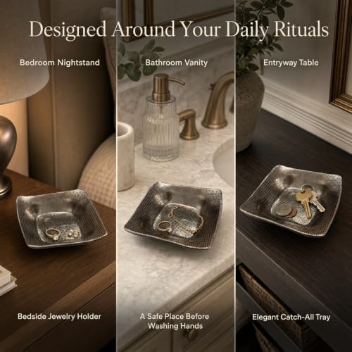 Jewelry Dish, Gold Ceramic Deep Square Ring Tray - Image 5