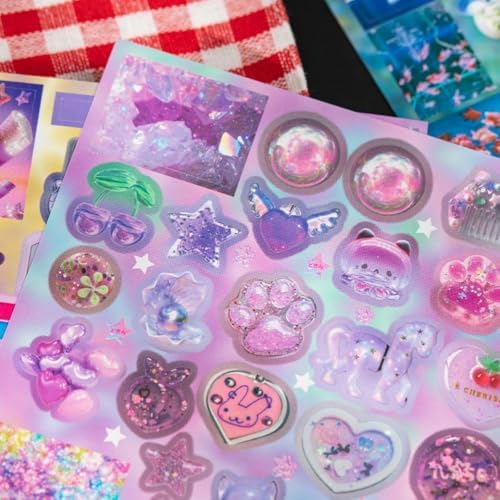 Japanese Retro Sticker Book, 800 Cartoon Stickers Book with Art Coated Paper Creative Activity Stickers for Adults, DIY Scrapbooking Phone Cases Laptops Party Gifts (Neon) - Image 3