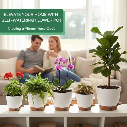 Self Watering Pots for Inoor/Ourdoor Plants 5/5.5/6/6.5/7" Plastic Planter - Image 2