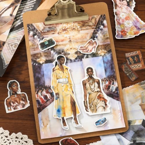 Black Women Sticker Book, 500+ Fashion Ladies and Clothes Shoes Bags Scrapbook Stickers for Junk Journals 20 A5 Scrapbook Papers, Retro Washi Sticker Book for Adults, Ephemera Scrapbooking Supplies - Image 7
