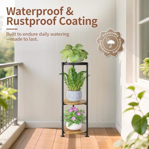 LASZOLA Plant Stand Tall Flower Holder for Indoor Corner, 3 Tier Black - Image 6