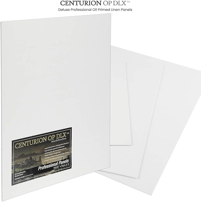 Centurion Deluxe Professional Oil Primed Linen Canvas Panels - 20x24-3 Pack of Linen Canvases for Painting, Artwork and More