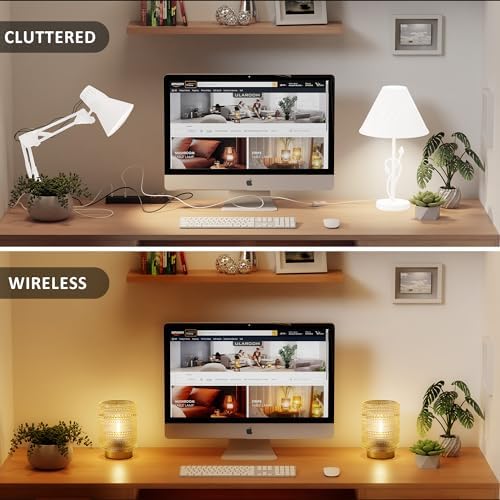 Small Battery operated Lamp with Timer for Bedside/Coffee Table/Book shelf Decor,Cordless Aesthetic Lamps with Warm Moody Lighting for Home Decor/Dorm/Entryway/Cubicle/Bathroom/ Patio Decor(Clear) - Image 6