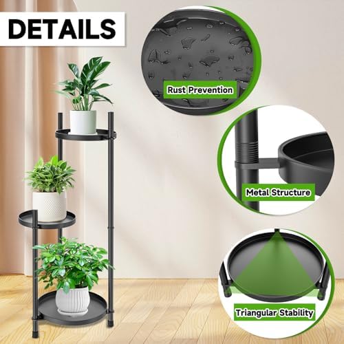 3 Tier Heavy Duty Metal Plant Stand for Indoor & Outdoor - Image 3