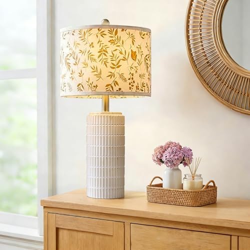 PoKat 23'' Dried Flowers Table Lamp for Bedroom Nightstands, Birthday Gifts for Women Mom, House Warming Gifts New Home Decor, Ceramic Lamp for Living Room Nursery, Modern Bedroom Lamp for Dresser - Image 4