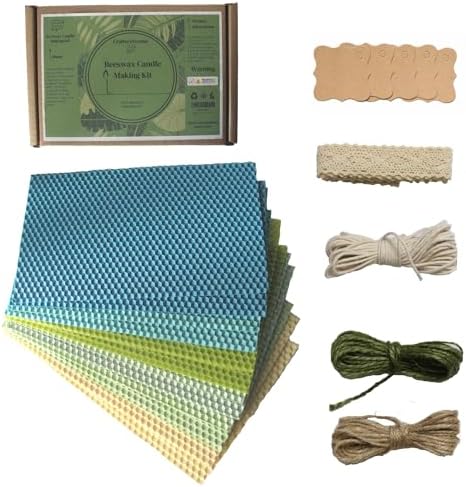 CraftersAvenue Beeswax Candle Making Kit - 12 Beeswax Sheets for Candle Making - Size 5 x 8 in - Shades of Green - Make Your Own Rolled Candle by CraftersAvenue