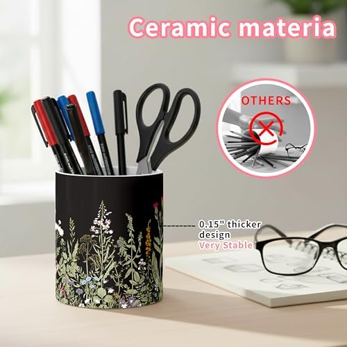 Ceramic Pen Holder Desk Accessories Brush Holder Pencil Holder Organizer - Image 3