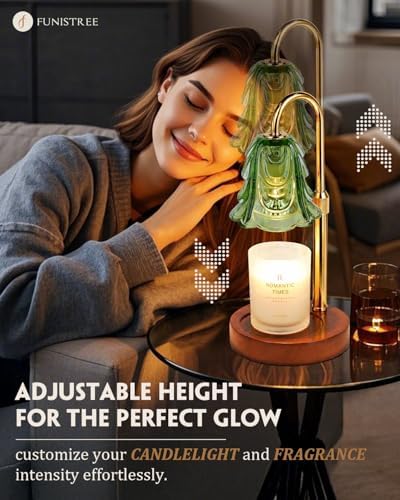 Funistree Small Candle Warmer Lamp with Timer, Adjustable Green Lamp Warmer for Jar Candles, Christmas Birthday Gifts for Women Mom Her, Dimmable Candle Heater, Cute Wax Warming Light with Wood Base - Image 7