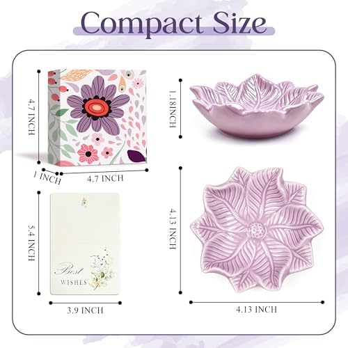 Purple Leaf Jewelry Dish Ceramic Trinket Tray Birthday Gift for Women - Image 3