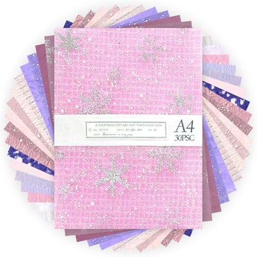 30 Pcs Large A4 Handmade Textured Scrapbook Paper Mesh Journaling Supplies by Aromoty